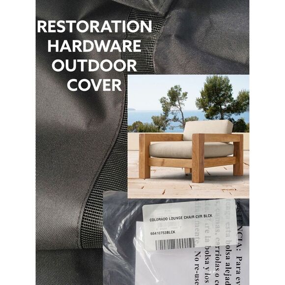 Restoration Hardware Outdoor Lounge Chair Cover In Black For Colorado Chair‎ - Picture 1 of 7